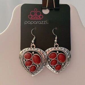 NWOT Paparazzi Silver & Red Earrings